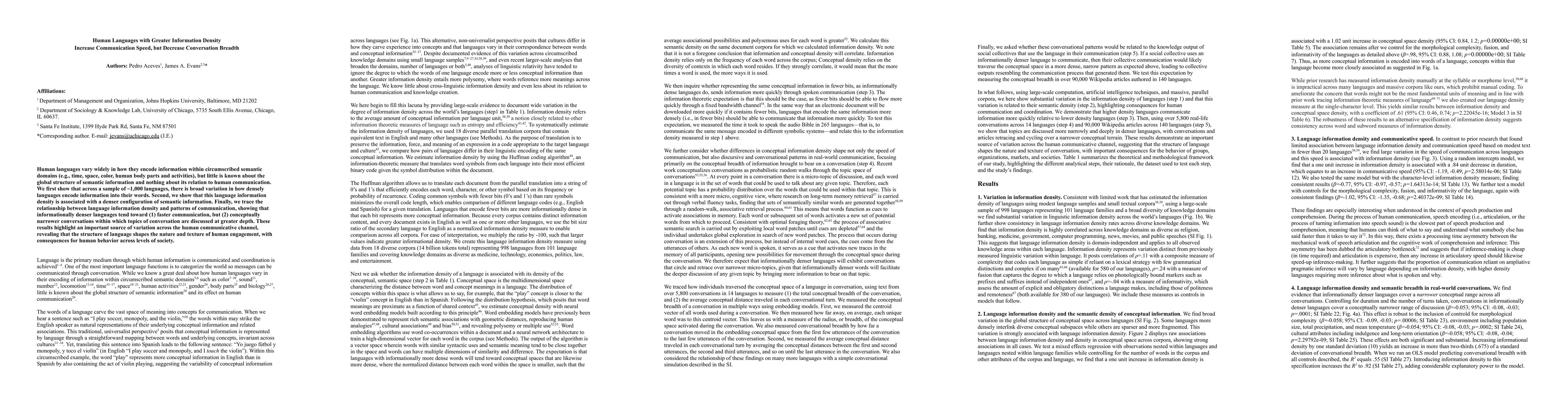 Thumbnail for Human Languages with Greater Information Density Increase Communication
  Speed, but Decrease Conversation Breadth