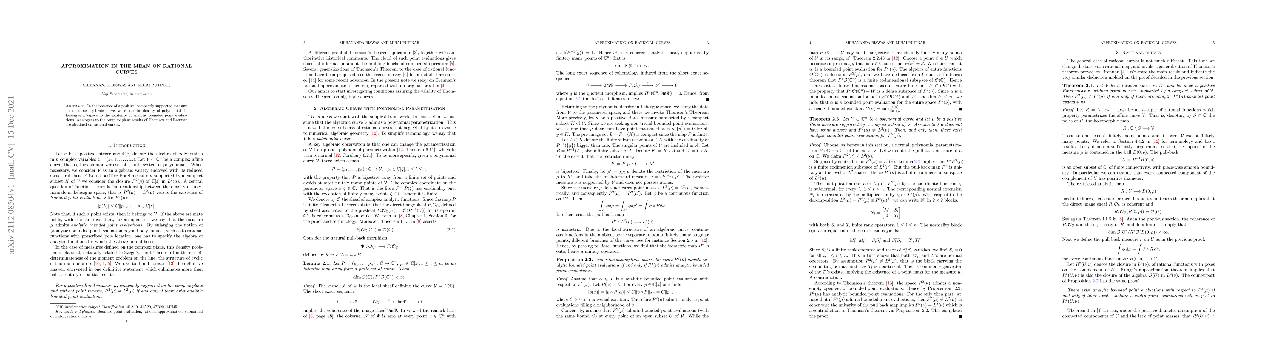 Thumbnail for Approximation in the mean on rational curves