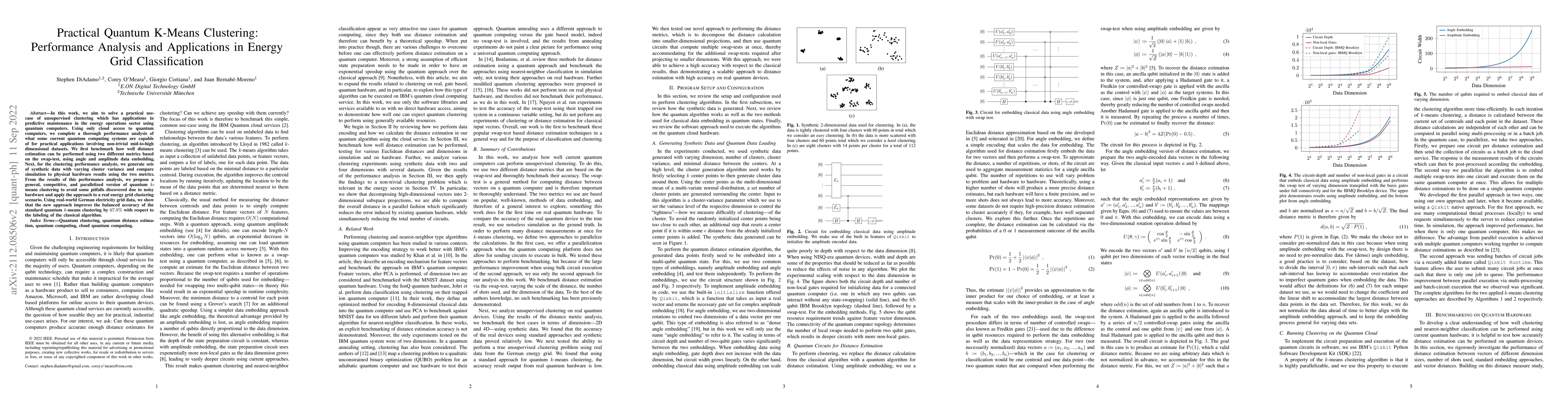 Thumbnail for Practical Quantum K-Means Clustering: Performance Analysis and
  Applications in Energy Grid Classification
