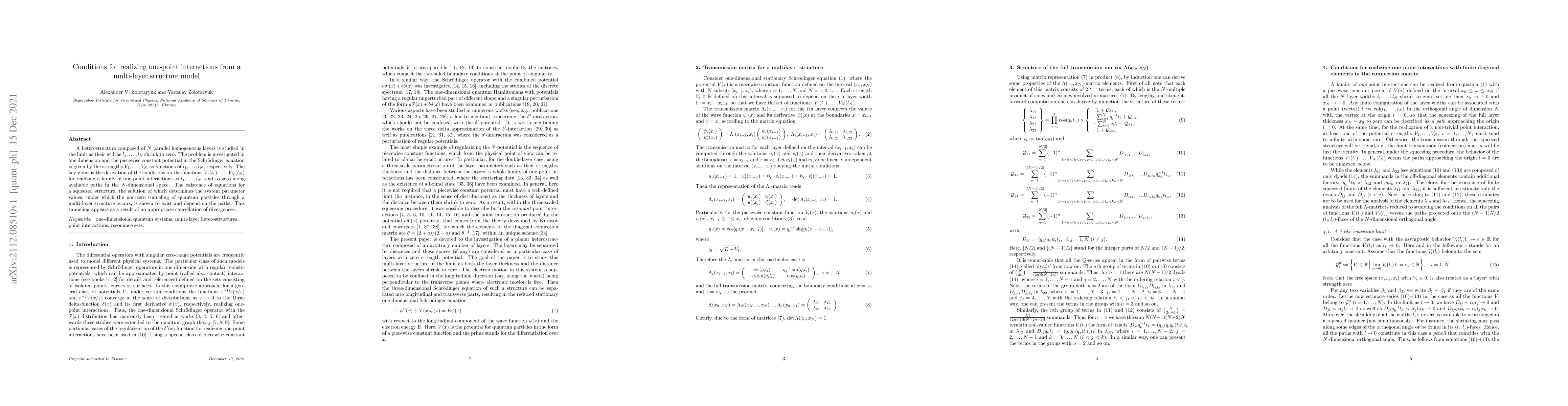 Thumbnail for Conditions for realizing one-point interactions from a multi-layer
  structure model