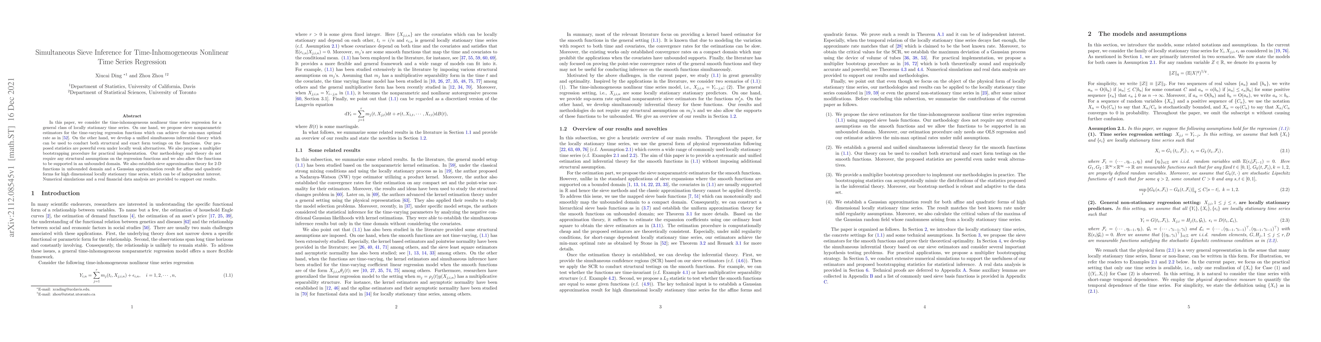 Thumbnail for Simultaneous Sieve Inference for Time-Inhomogeneous Nonlinear Time
  Series Regression