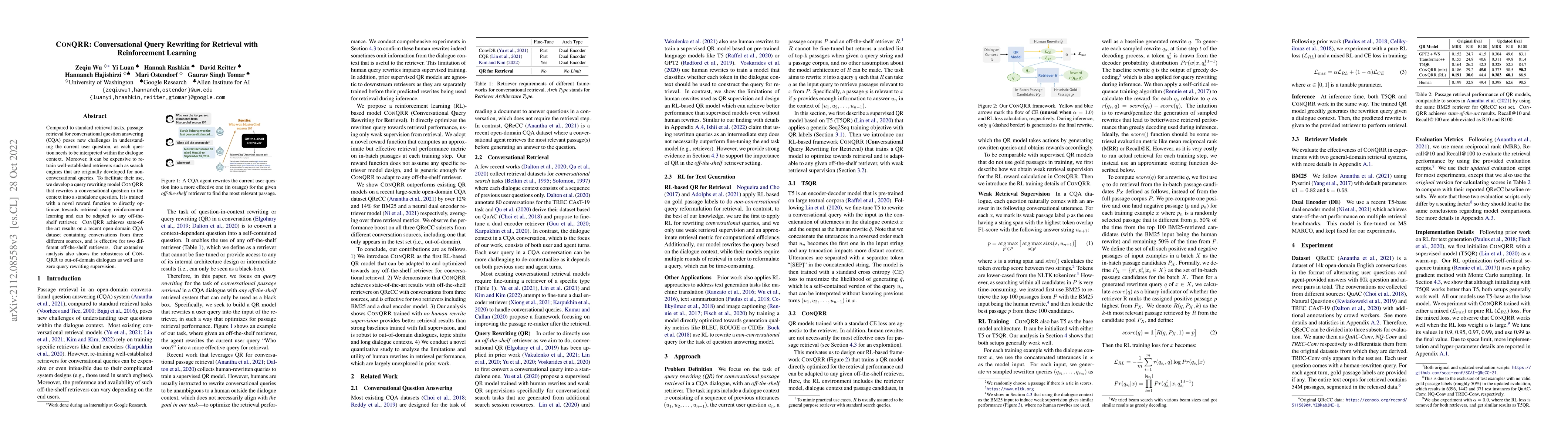 Thumbnail for CONQRR: Conversational Query Rewriting for Retrieval with Reinforcement
  Learning
