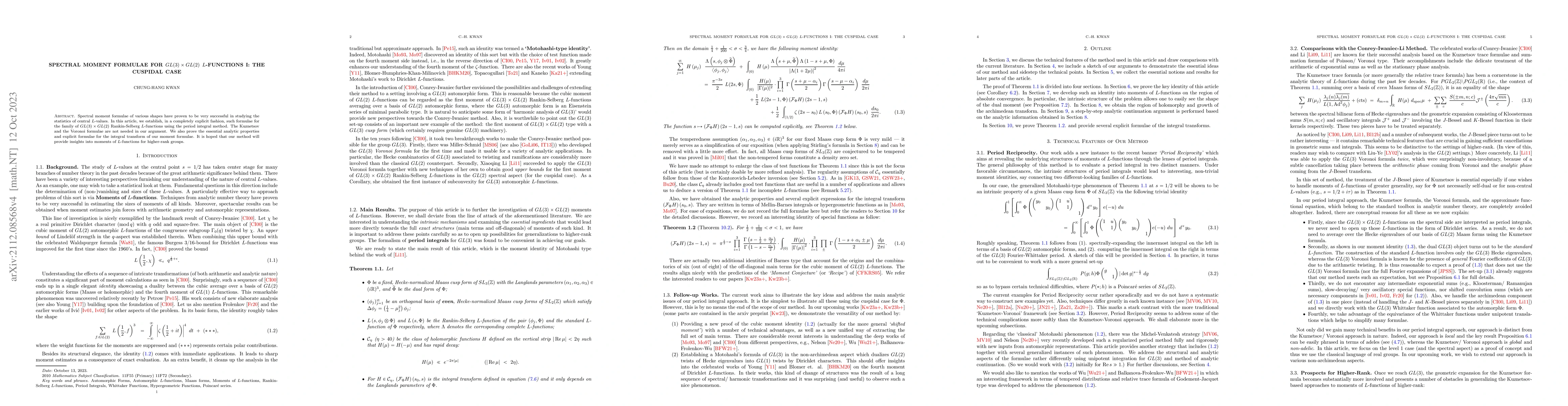 Thumbnail for Spectral Moment Formulae for $GL(3)\times GL(2)$ $L$-functions I: The
  Cuspidal Case