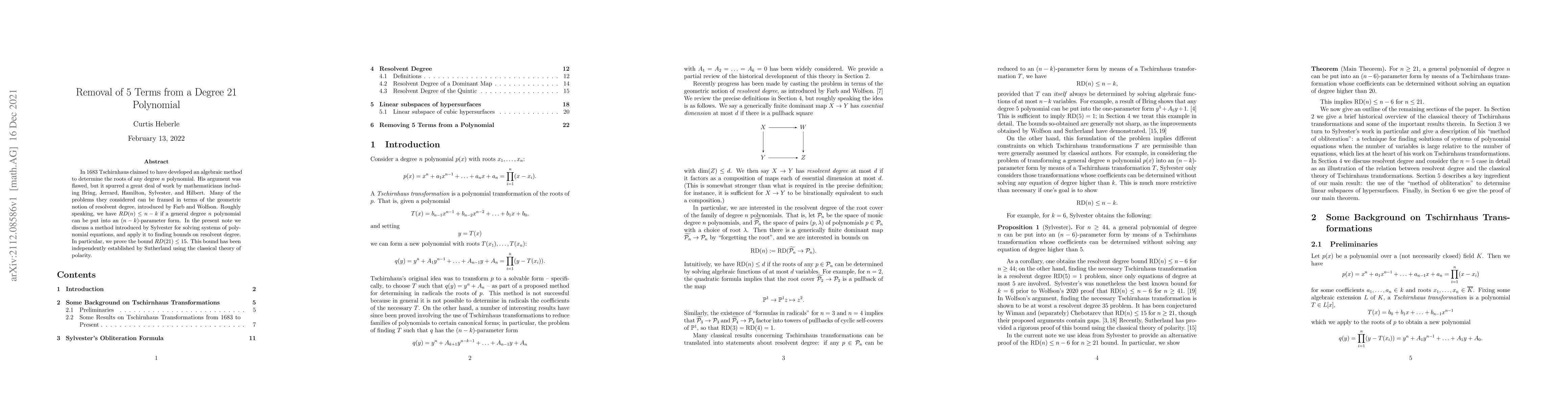 Thumbnail for Removal of 5 Terms from a Degree 21 Polynomial