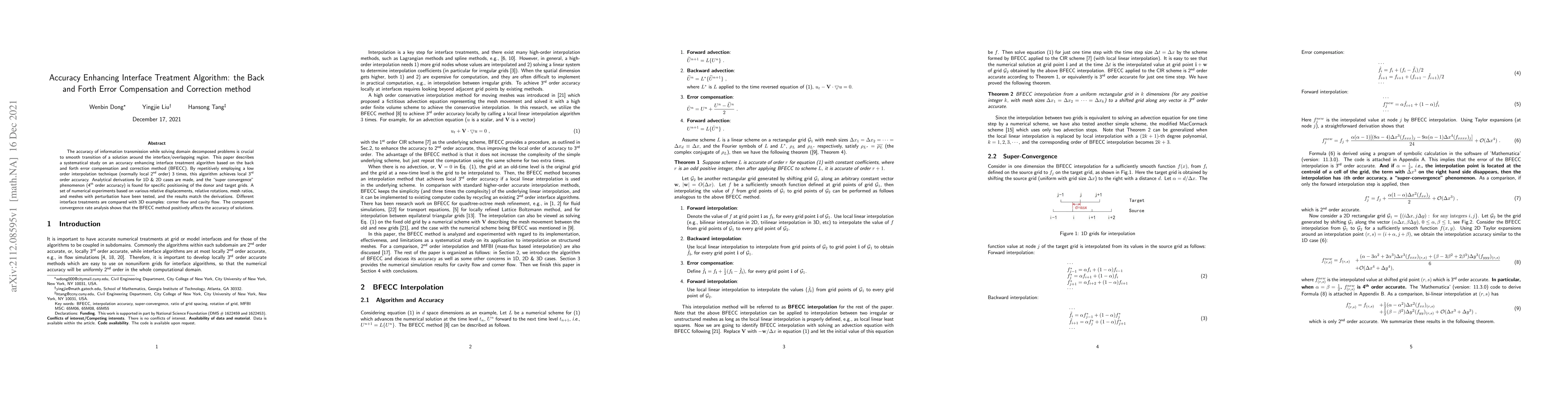 Thumbnail for Accuracy Enhancing Interface Treatment Algorithm: the Back and Forth
  Error Compensation and Correction method