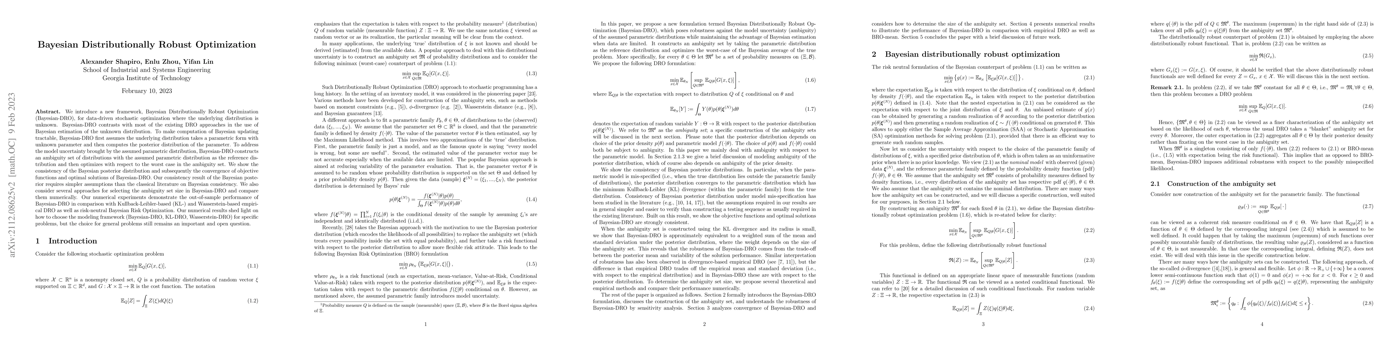 Thumbnail for Bayesian Distributionally Robust Optimization