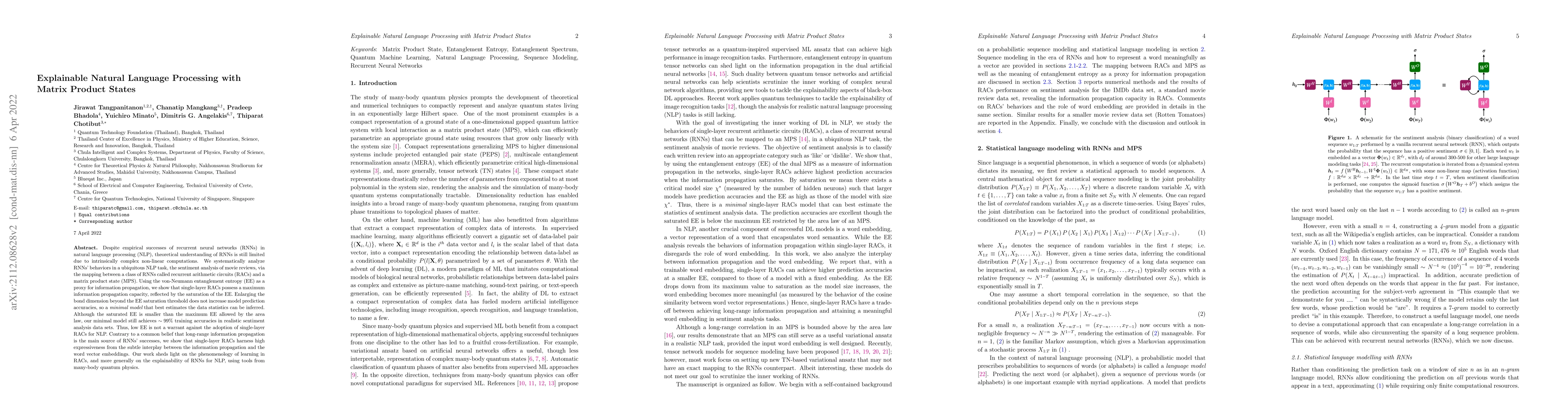Thumbnail for Explainable Natural Language Processing with Matrix Product States