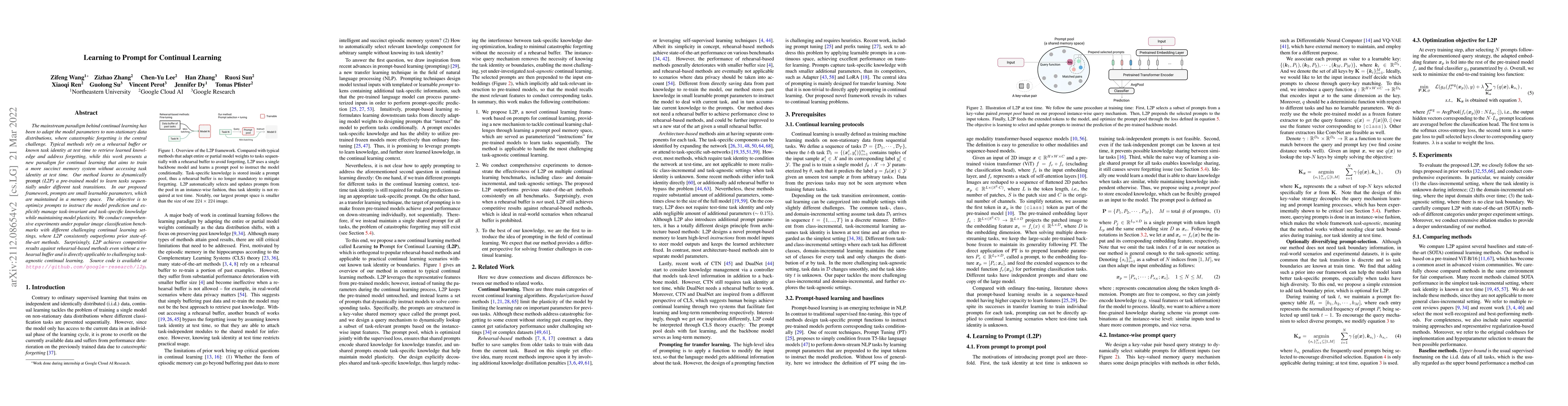 Thumbnail for Learning to Prompt for Continual Learning