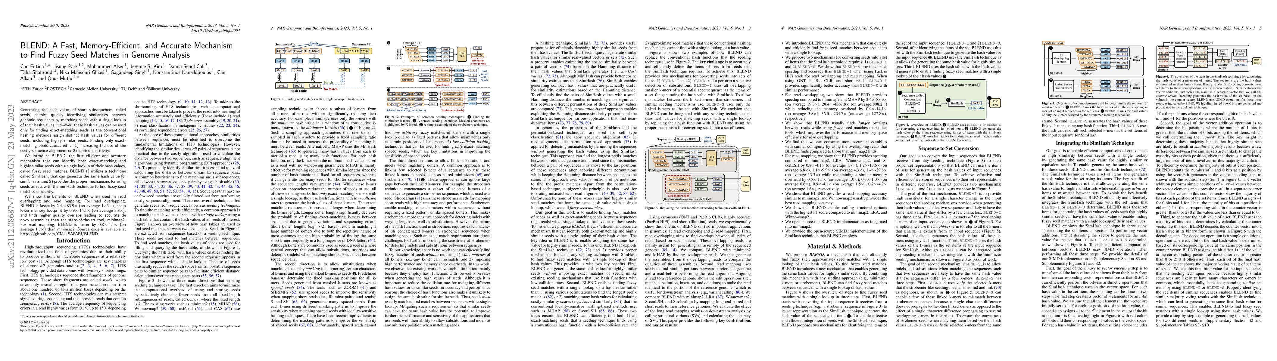 Thumbnail for BLEND: A Fast, Memory-Efficient, and Accurate Mechanism to Find Fuzzy
  Seed Matches in Genome Analysis