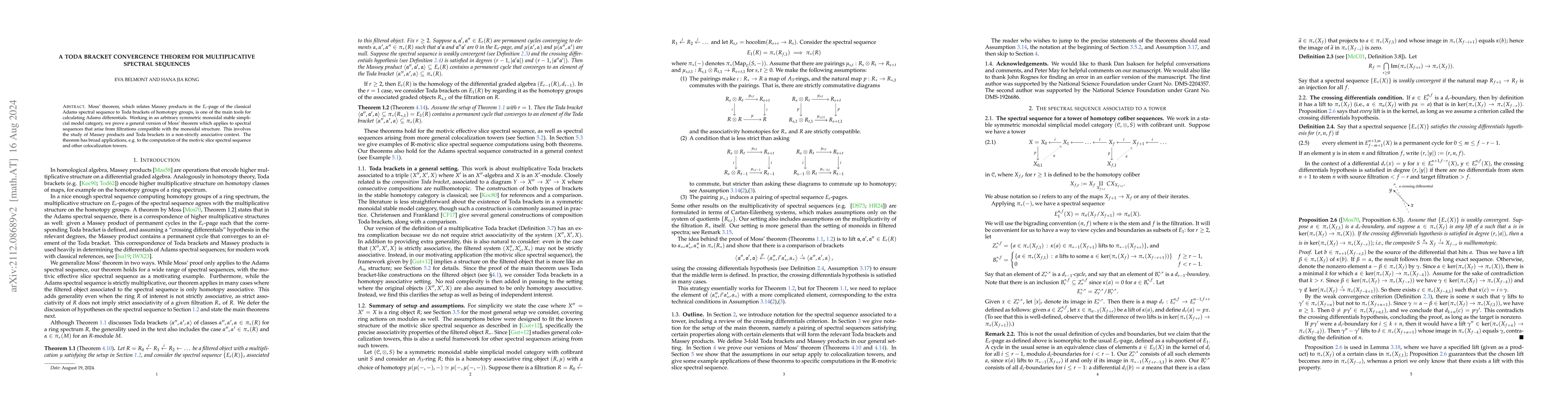 Thumbnail for A Toda bracket convergence theorem for multiplicative spectral sequences