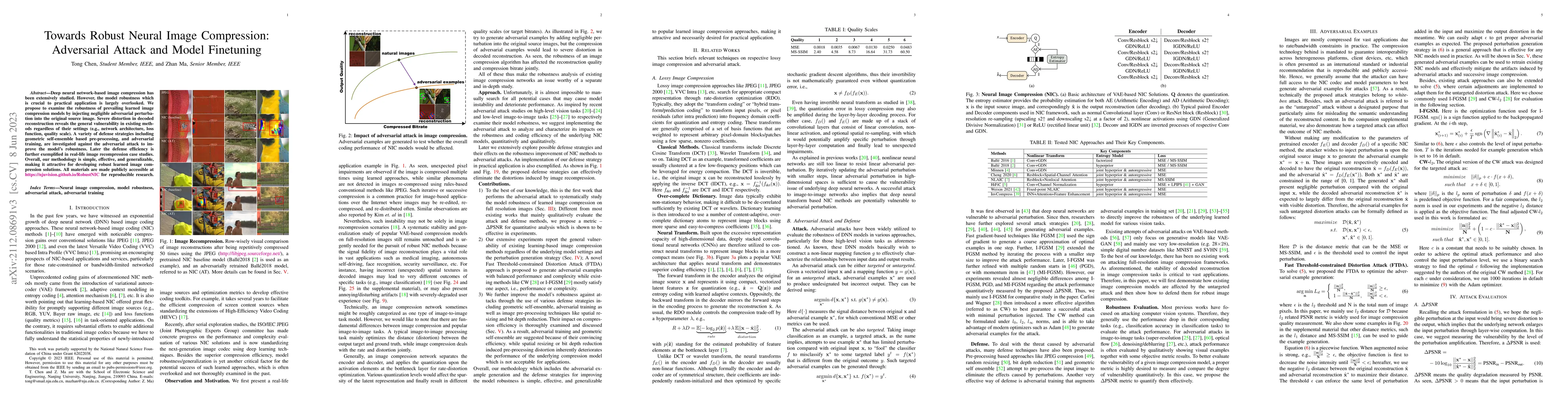 Thumbnail for Towards Robust Neural Image Compression: Adversarial Attack and Model
  Finetuning