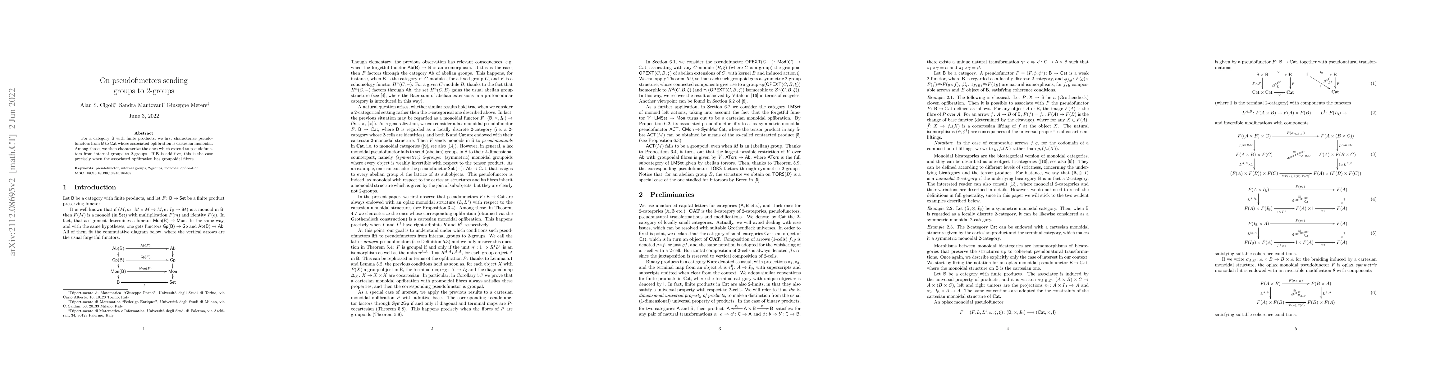 Thumbnail for On pseudofunctors sending groups to 2-groups
