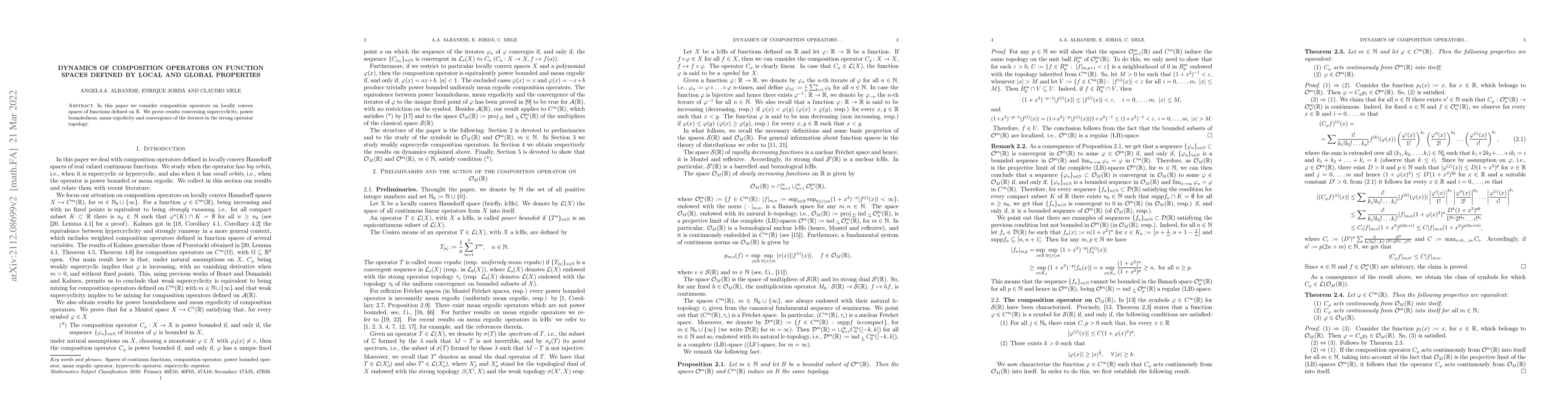 Thumbnail for Dynamics of composition operators on function spaces defined by local
  and global properties