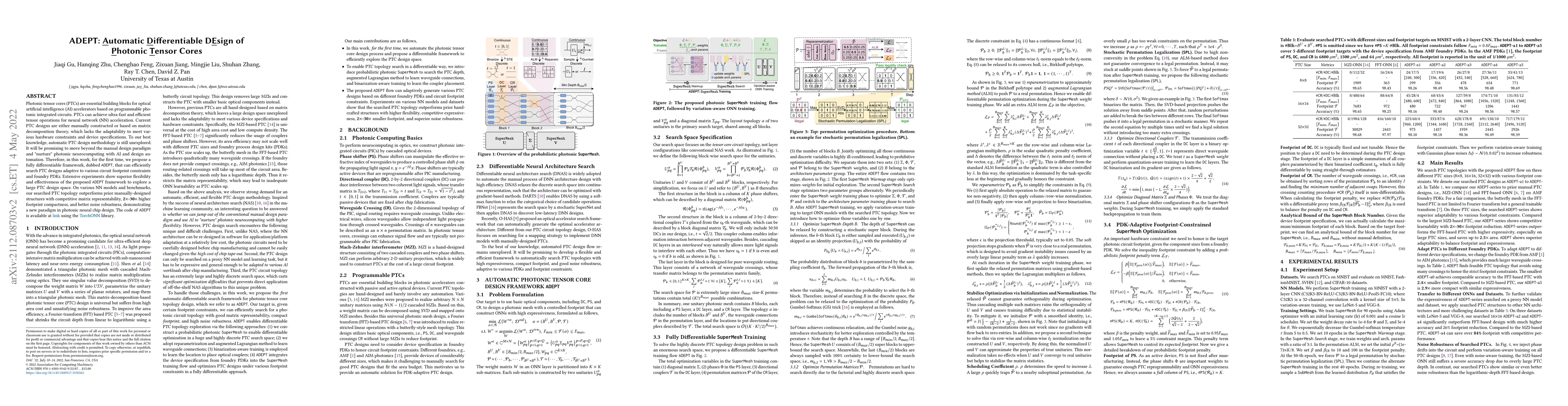 Thumbnail for ADEPT: Automatic Differentiable DEsign of Photonic Tensor Cores