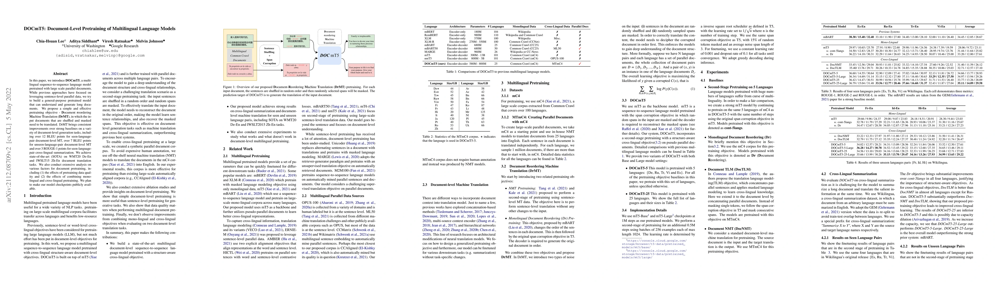 Thumbnail for DOCmT5: Document-Level Pretraining of Multilingual Language Models