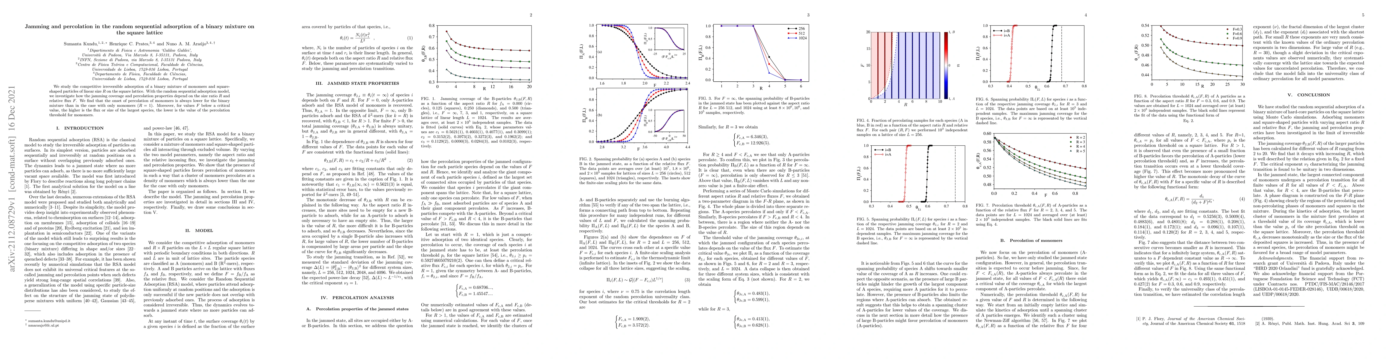 Thumbnail for Jamming and percolation in the random sequential adsorption of a binary
  mixture on the square lattice