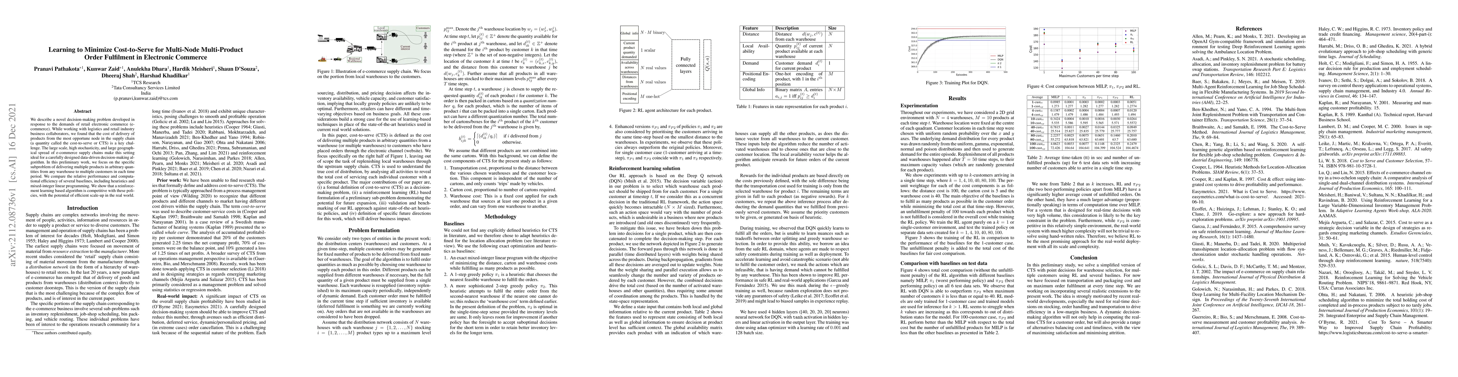 Thumbnail for Learning to Minimize Cost-to-Serve for Multi-Node Multi-Product Order
  Fulfilment in Electronic Commerce