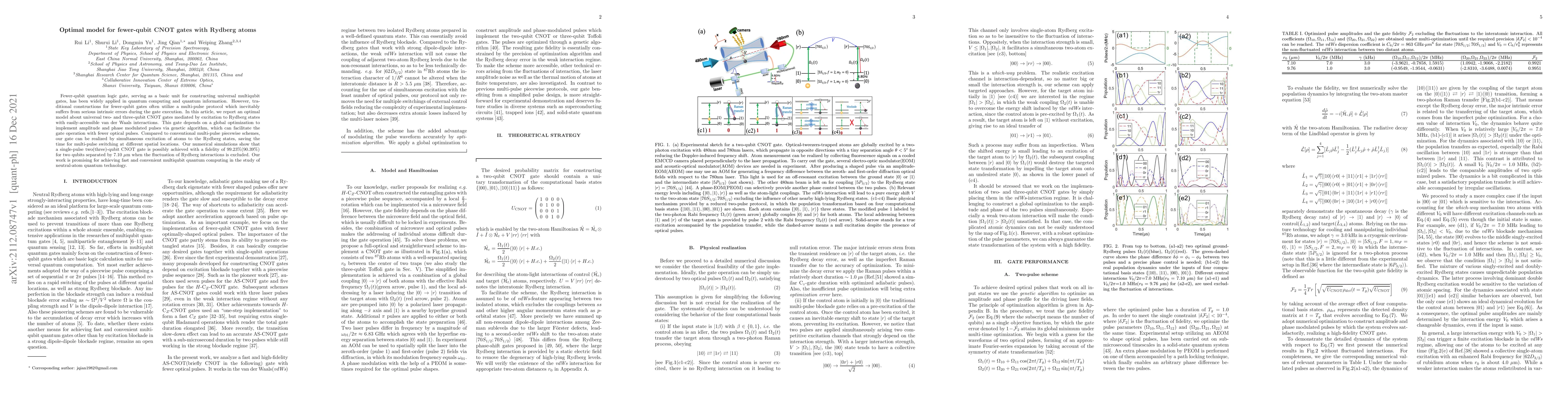 Thumbnail for Optimal model for fewer-qubit CNOT gates with Rydberg atoms