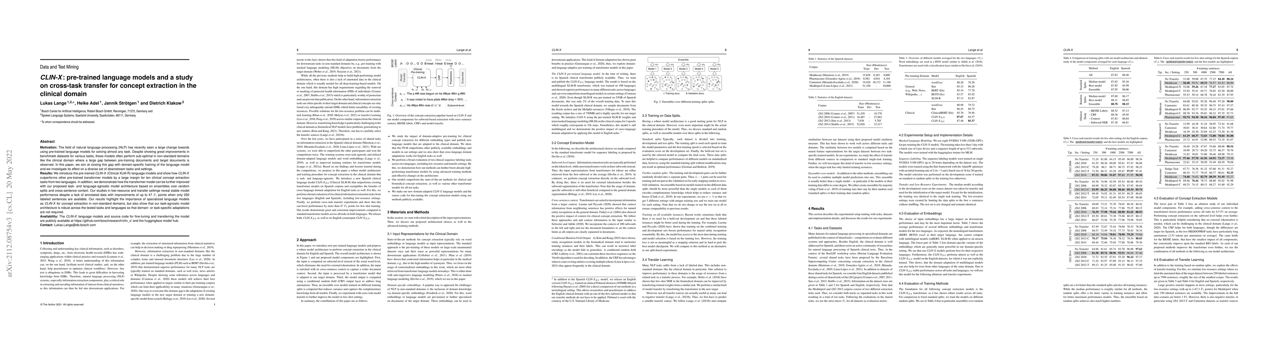 Thumbnail for CLIN-X: pre-trained language models and a study on cross-task transfer
  for concept extraction in the clinical domain