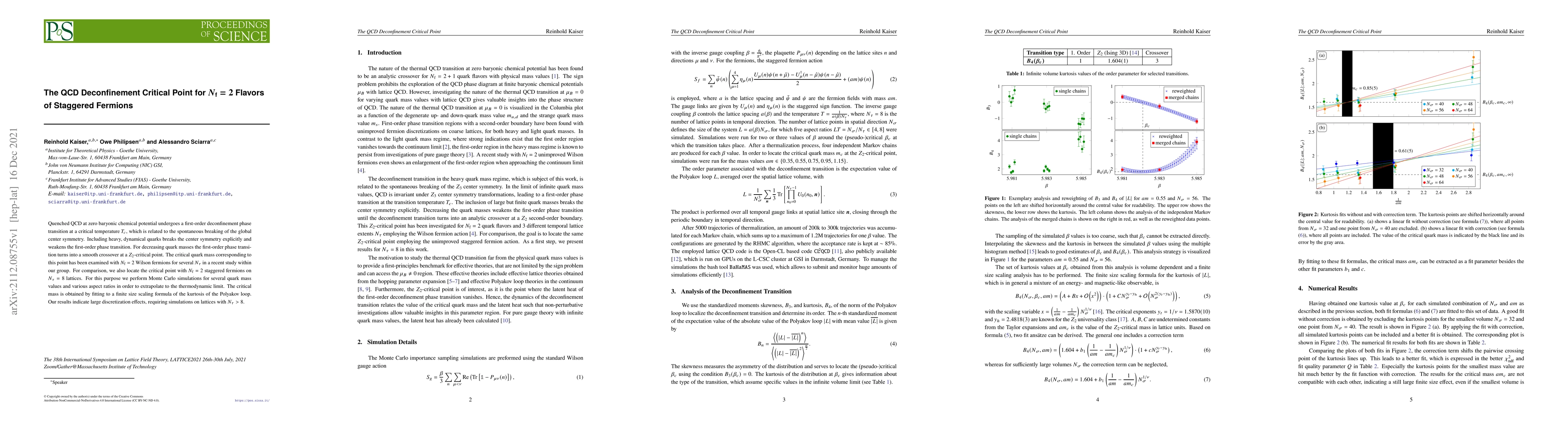 Thumbnail for The QCD Deconfinement Critical Point for $N_\text{f}=2$ Flavors of
  Staggered Fermions