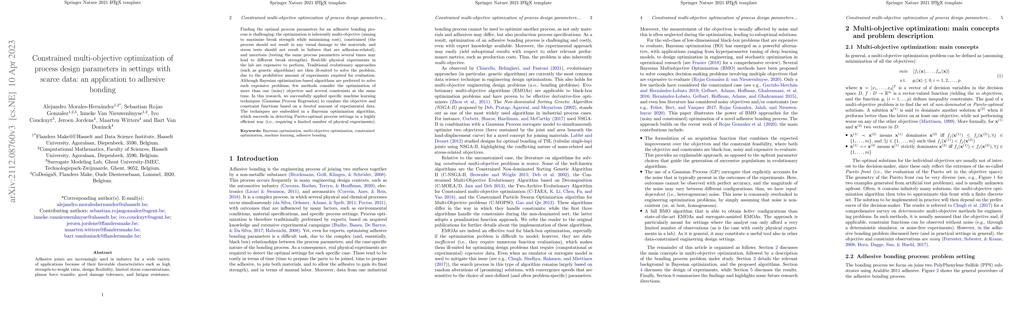 Thumbnail for Constrained multi-objective optimization of process design parameters in
  settings with scarce data: an application to adhesive bonding