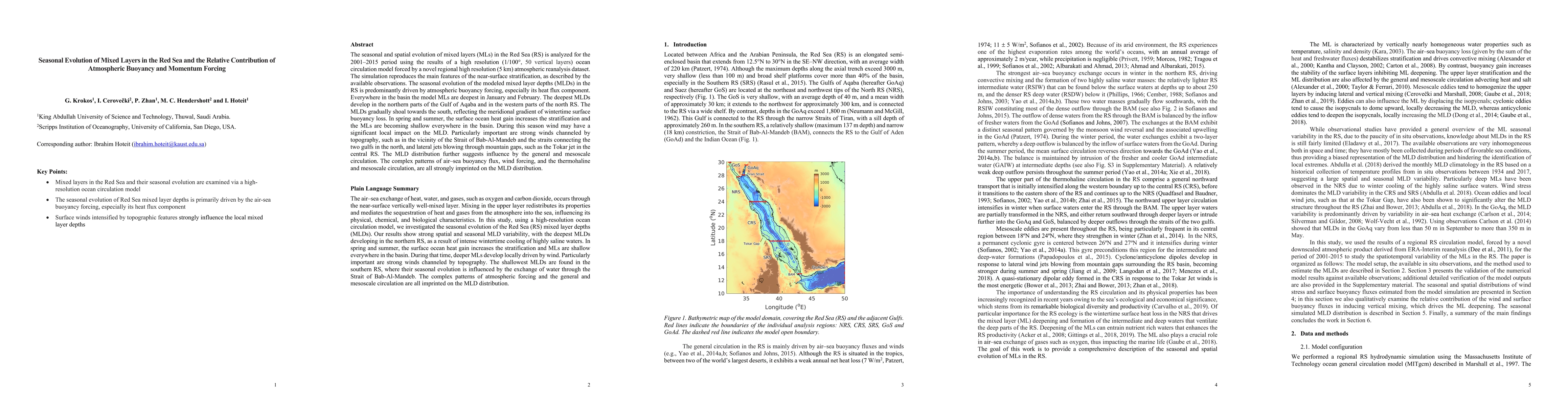Thumbnail for Seasonal Evolution of Mixed Layers in the Red Sea and the Relative
  Contribution of Atmospheric Buoyancy and Momentum Forcing