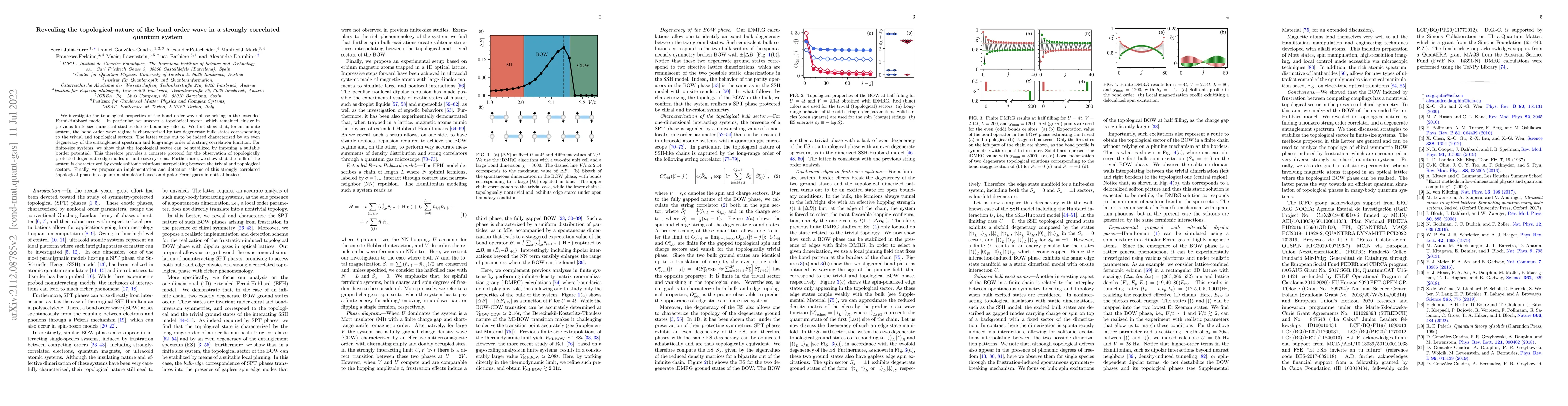 Thumbnail for Revealing the topological nature of the bond order wave in a strongly
  correlated quantum system