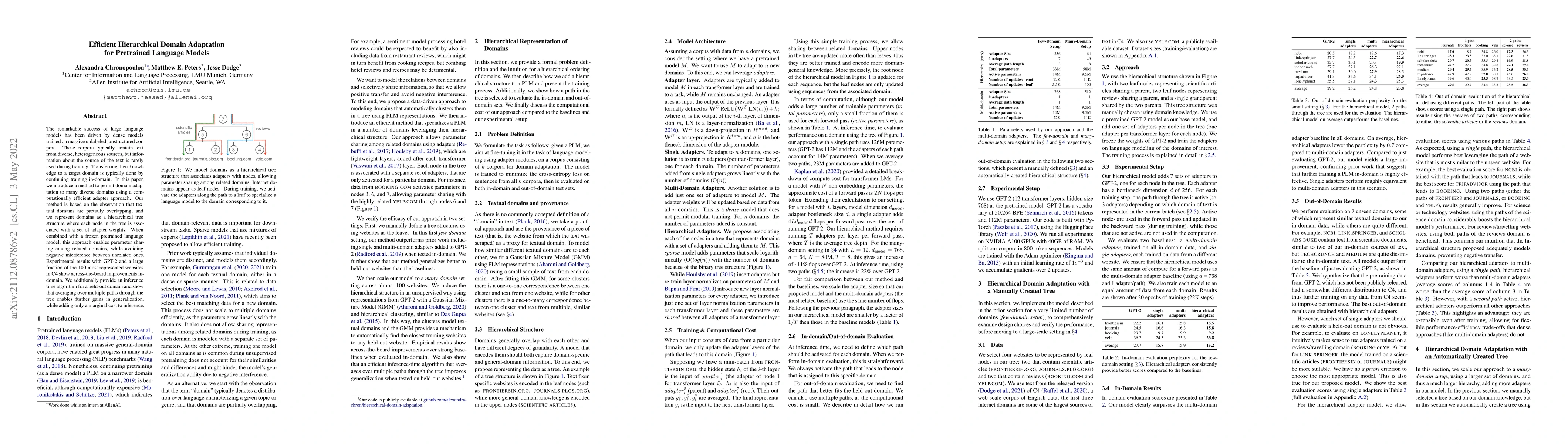 Thumbnail for Efficient Hierarchical Domain Adaptation for Pretrained Language Models