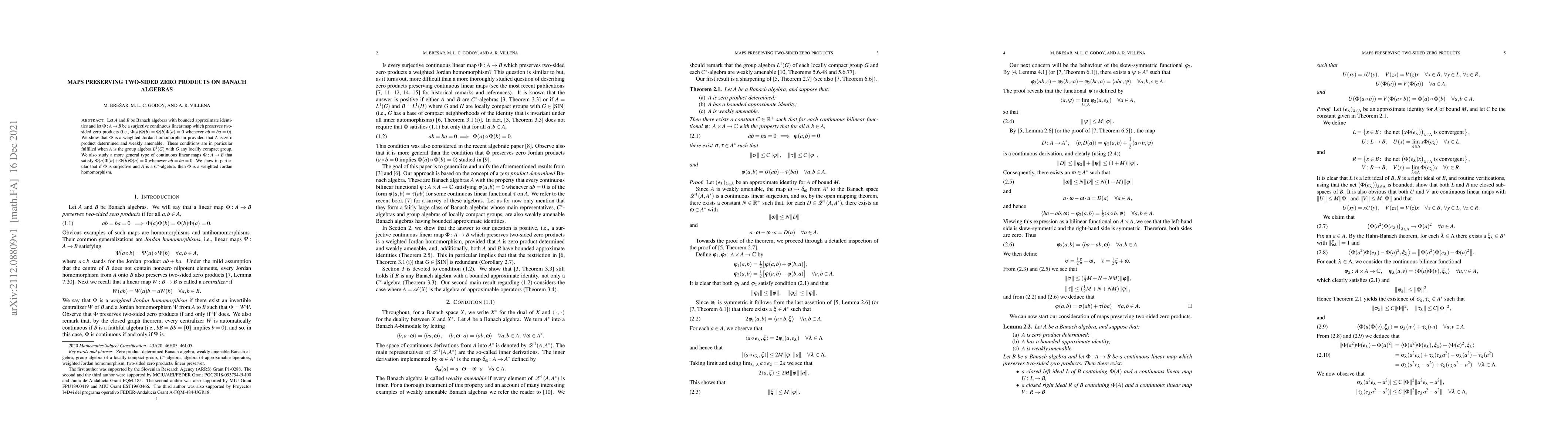 Thumbnail for Maps preserving two-sided zero products on Banach algebras