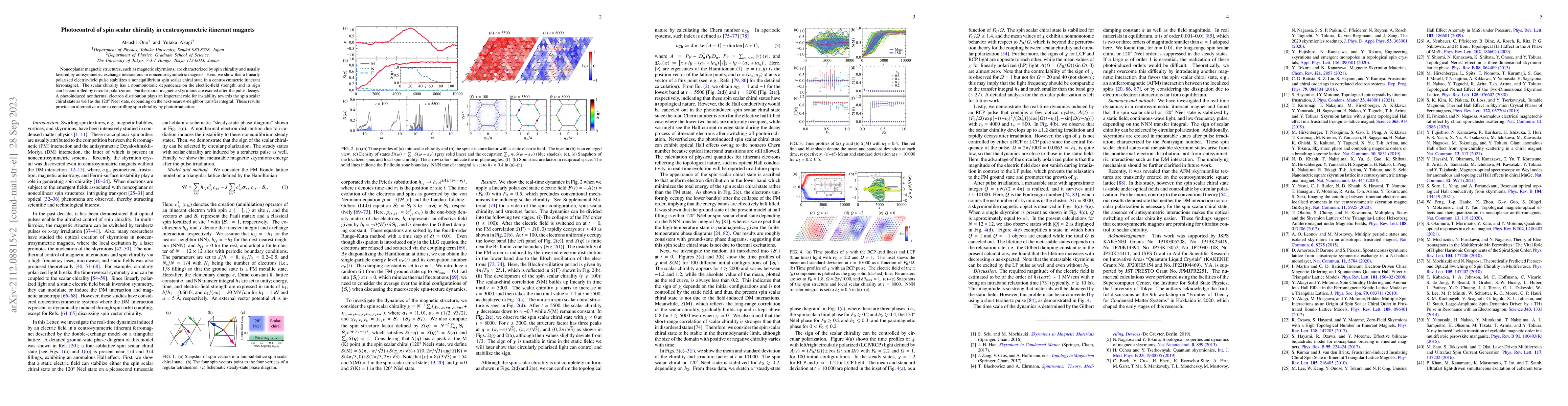 Thumbnail for Photocontrol of spin scalar chirality in centrosymmetric itinerant
  magnets