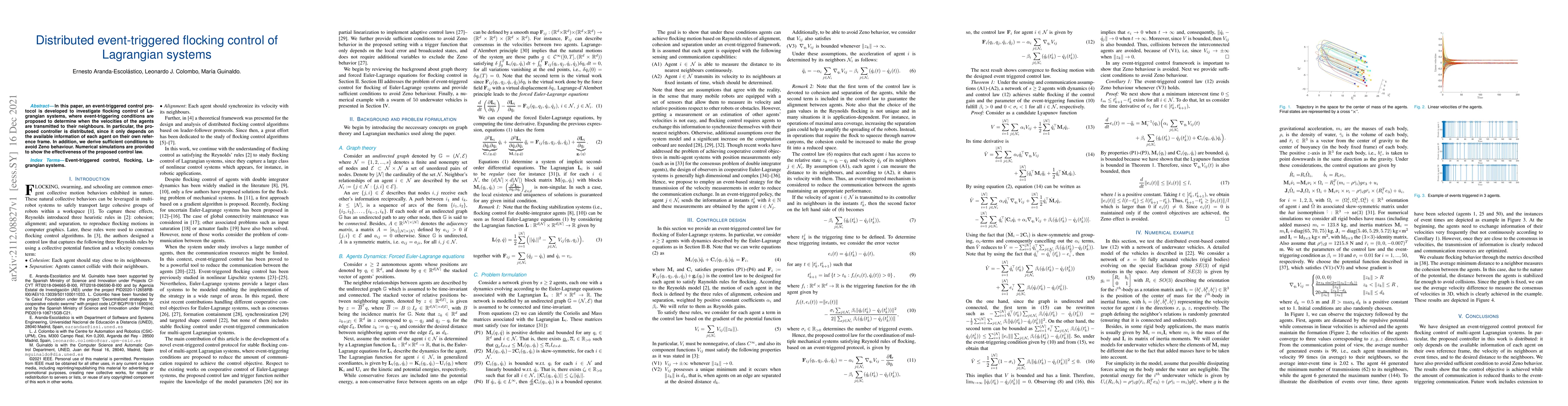 Thumbnail for Distributed event-triggered flocking control of Lagrangian systems