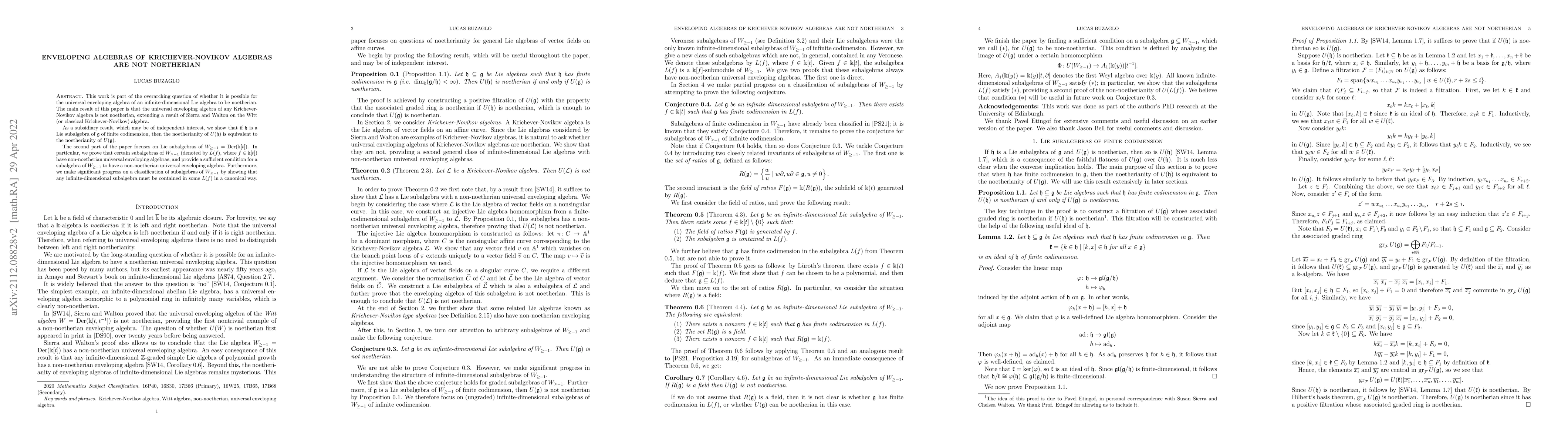 Thumbnail for Enveloping algebras of Krichever-Novikov algebras are not noetherian