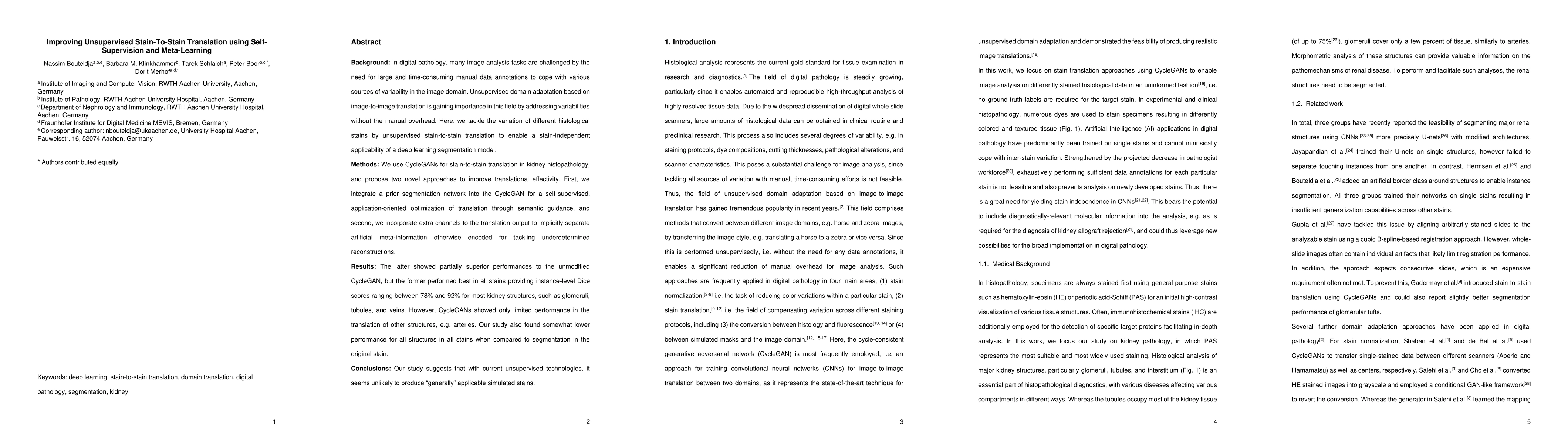 Thumbnail for Improving Unsupervised Stain-To-Stain Translation using Self-Supervision
  and Meta-Learning