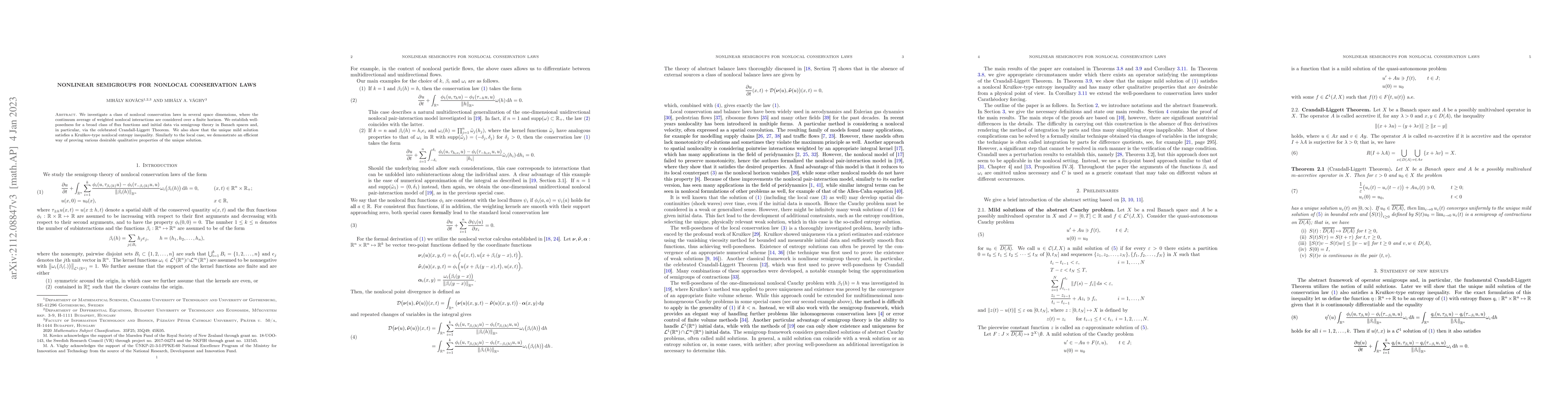 Thumbnail for Nonlinear semigroups for nonlocal conservation laws