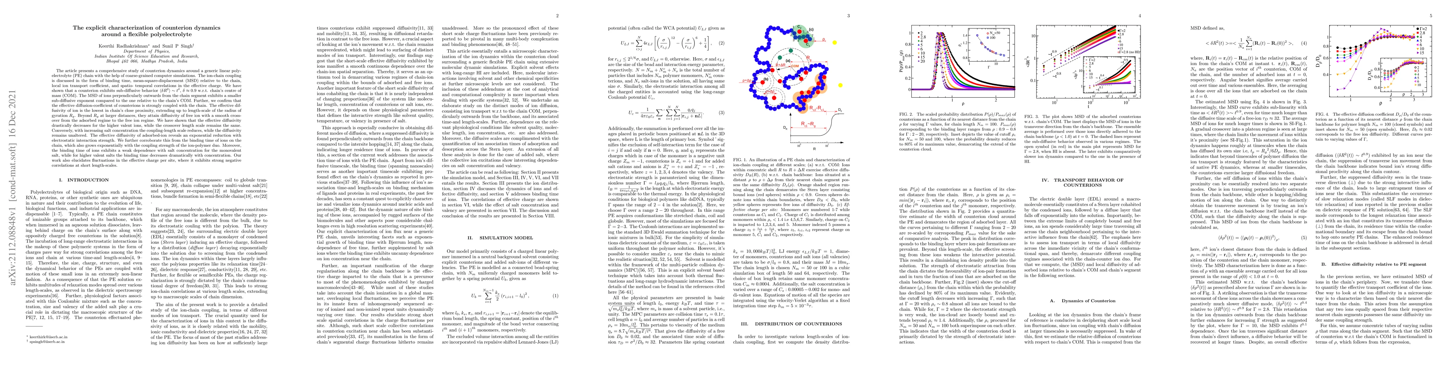 Thumbnail for The explicit characterization of counterion dynamics around a flexible
  polyelectrolyte