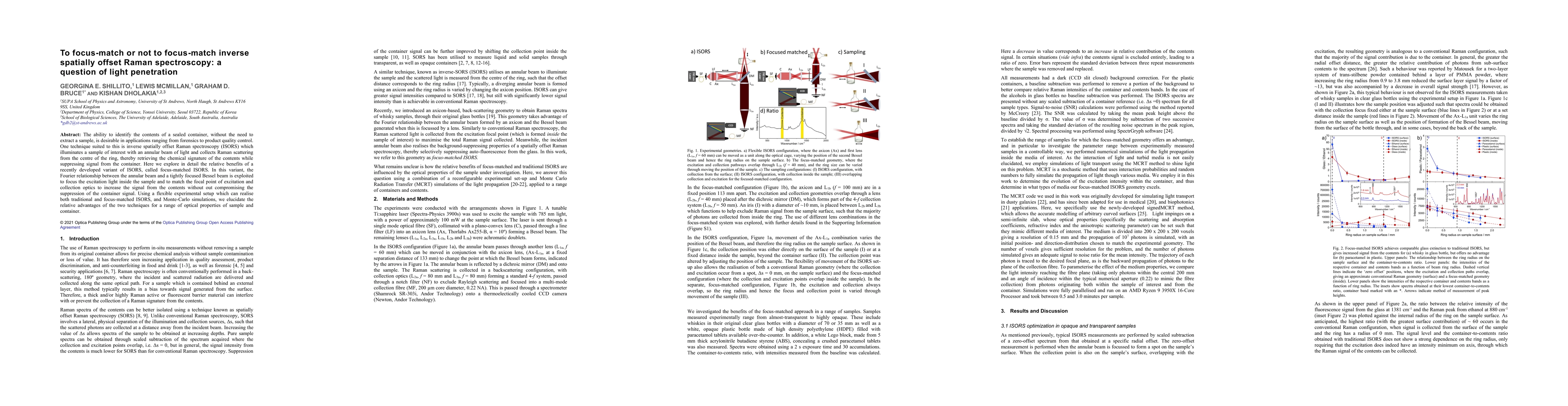 Thumbnail for To focus-match or not to focus-match inverse spatially offset Raman
  spectroscopy: a question of light penetration