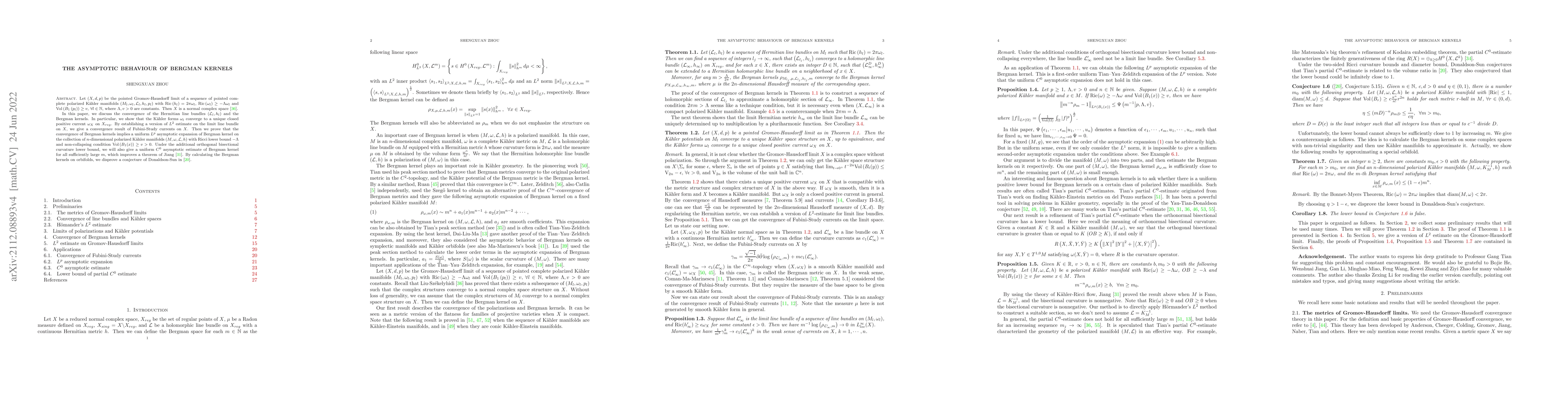 Thumbnail for The asymptotic behaviour of Bergman kernels