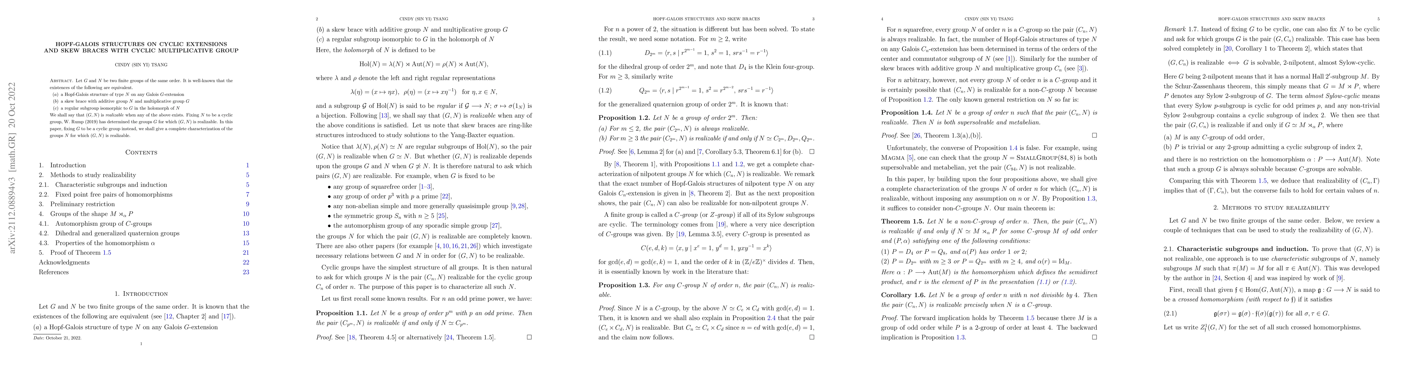 Thumbnail for Hopf-Galois structures on cyclic extensions and skew braces with cyclic
  multiplicative group