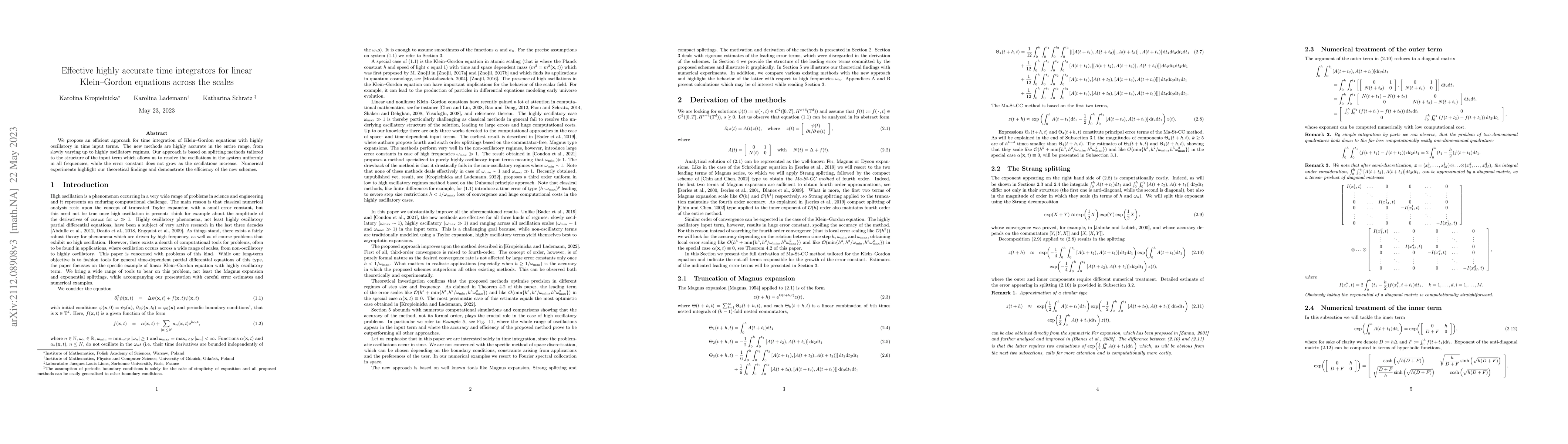 Thumbnail for Effective highly accurate time integrators for linear Klein-Gordon
  equations across the scales