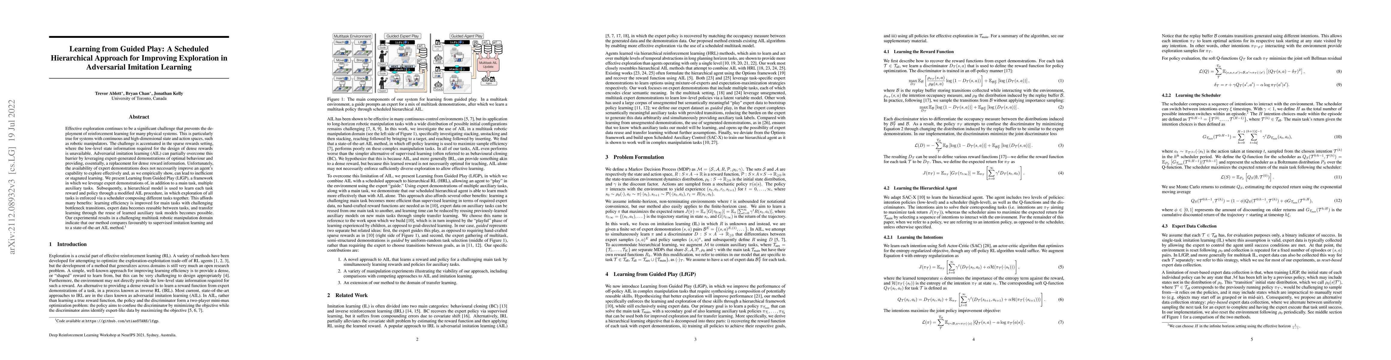 Thumbnail for Learning from Guided Play: A Scheduled Hierarchical Approach for
  Improving Exploration in Adversarial Imitation Learning
