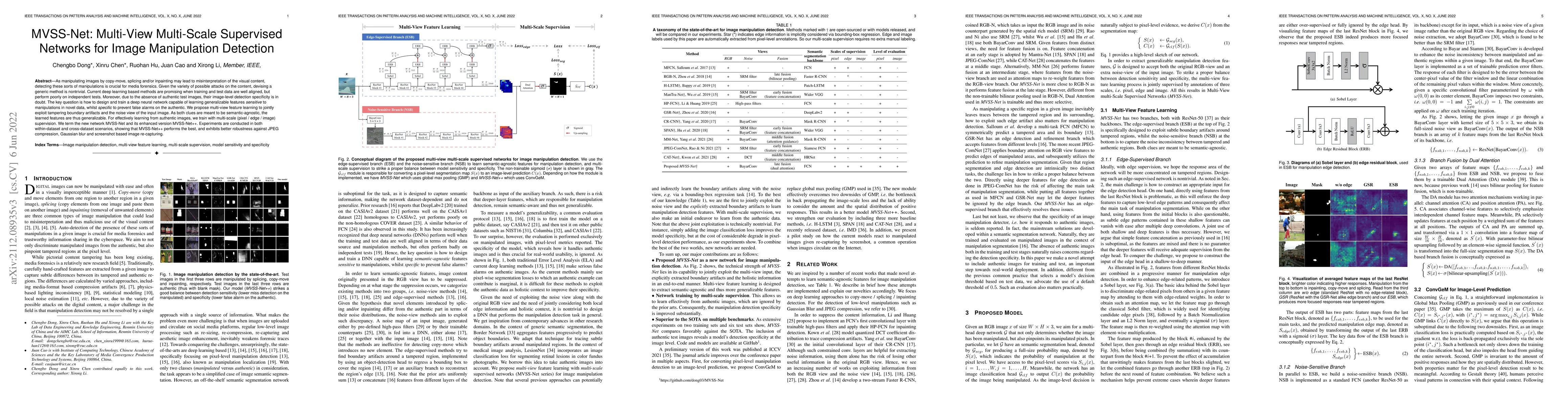 Thumbnail for MVSS-Net: Multi-View Multi-Scale Supervised Networks for Image
  Manipulation Detection