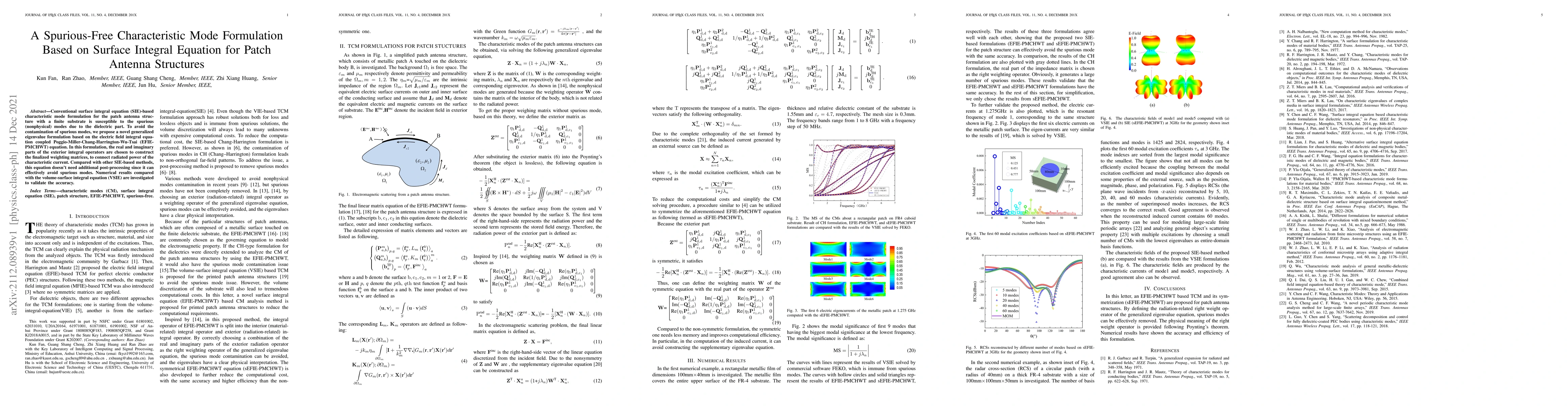 Thumbnail for A Spurious-Free Characteristic Mode Formulation Based on Surface
  Integral Equation for Patch Antenna Structures