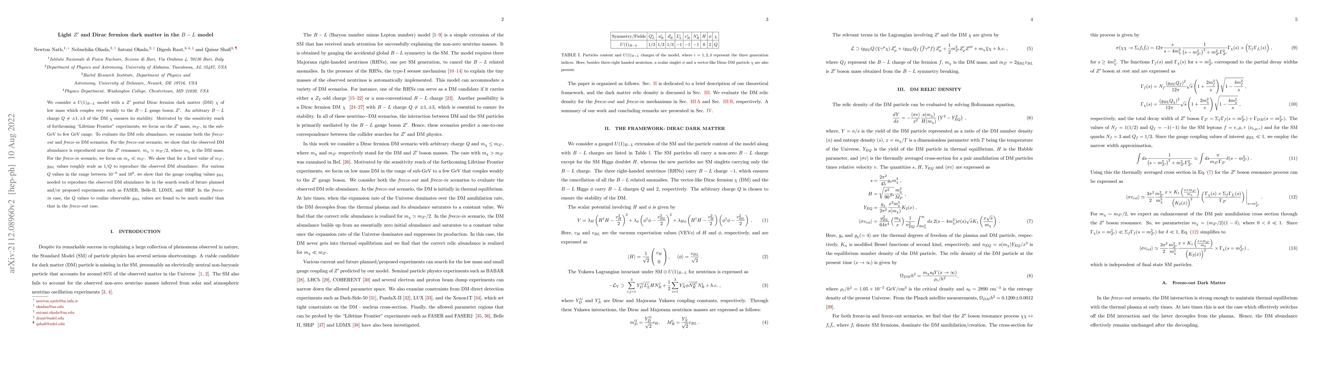 Thumbnail for Light $Z^\prime$ and Dirac fermion dark matter in the $B-L$ model