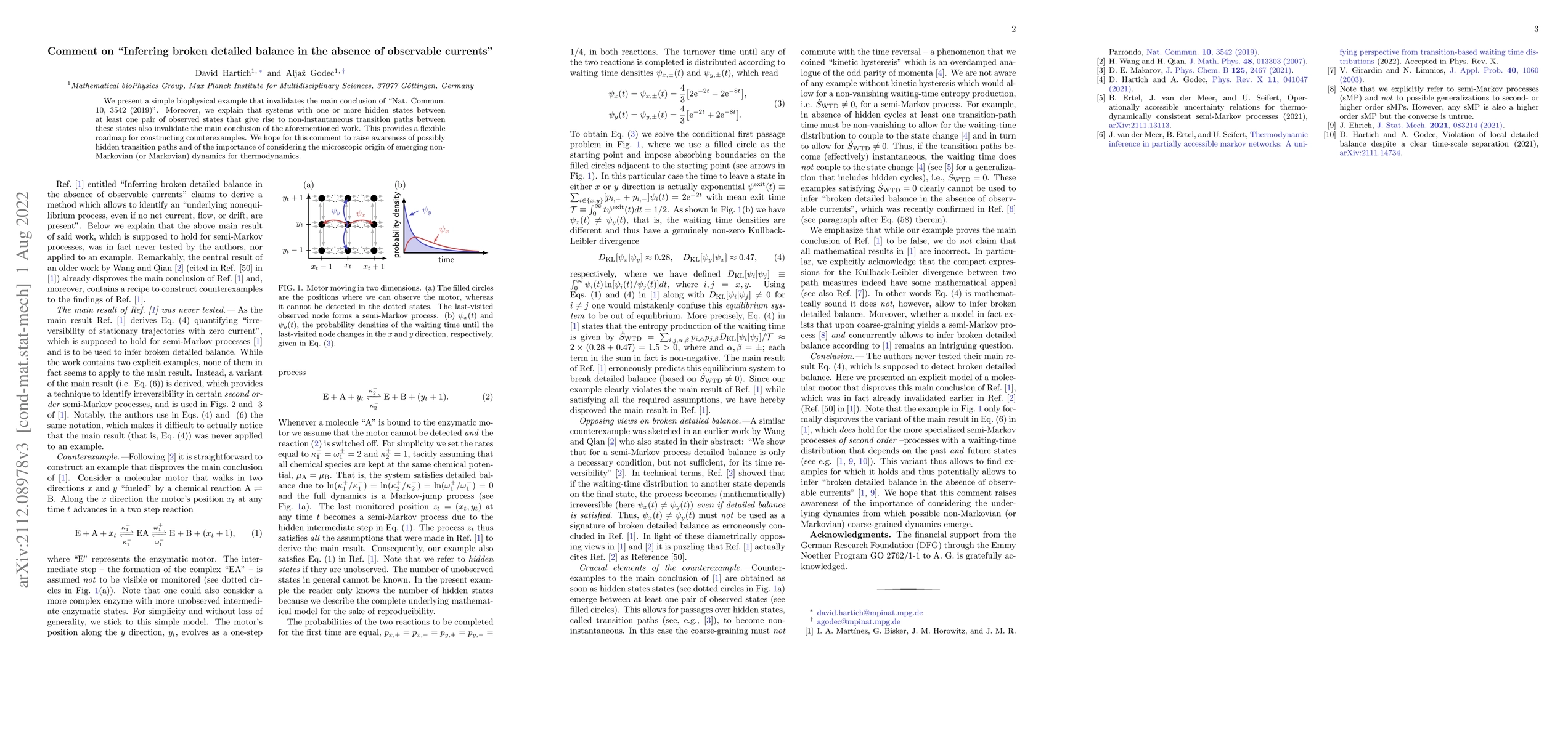 Thumbnail for Comment on "Inferring broken detailed balance in the absence of
  observable currents"