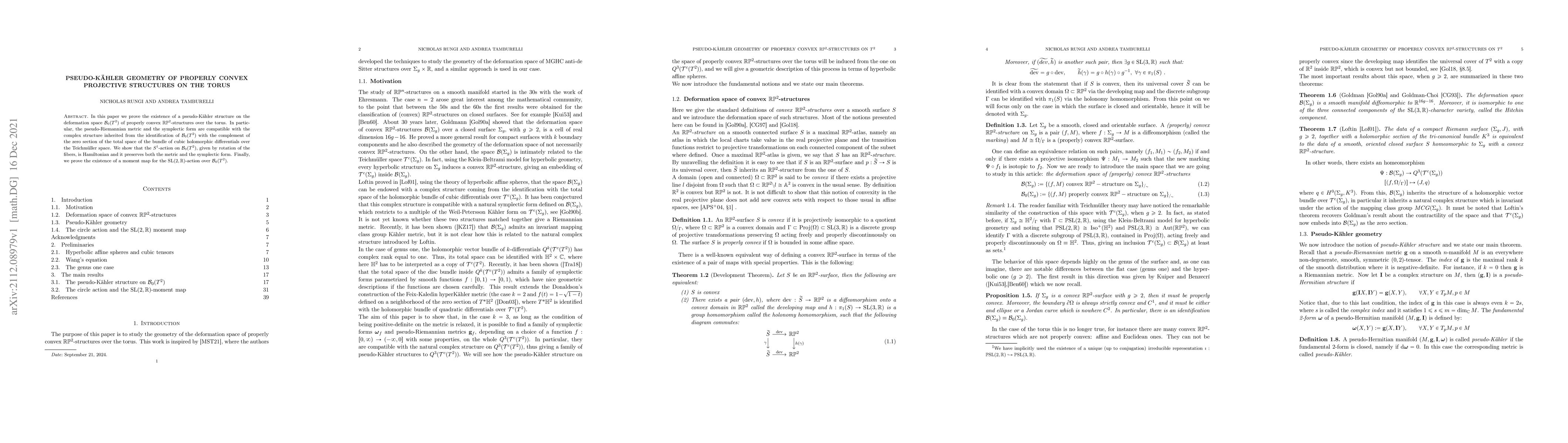 Thumbnail for Pseudo-K\"ahler geometry of properly convex projective structures on the
  torus
