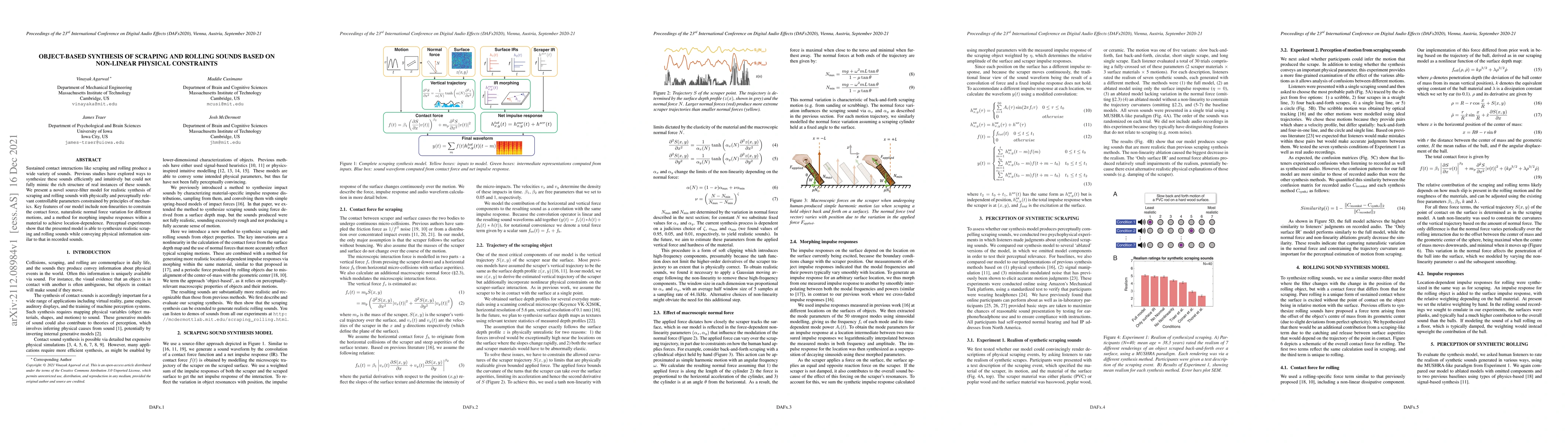 Thumbnail for Object-based synthesis of scraping and rolling sounds based on
  non-linear physical constraints