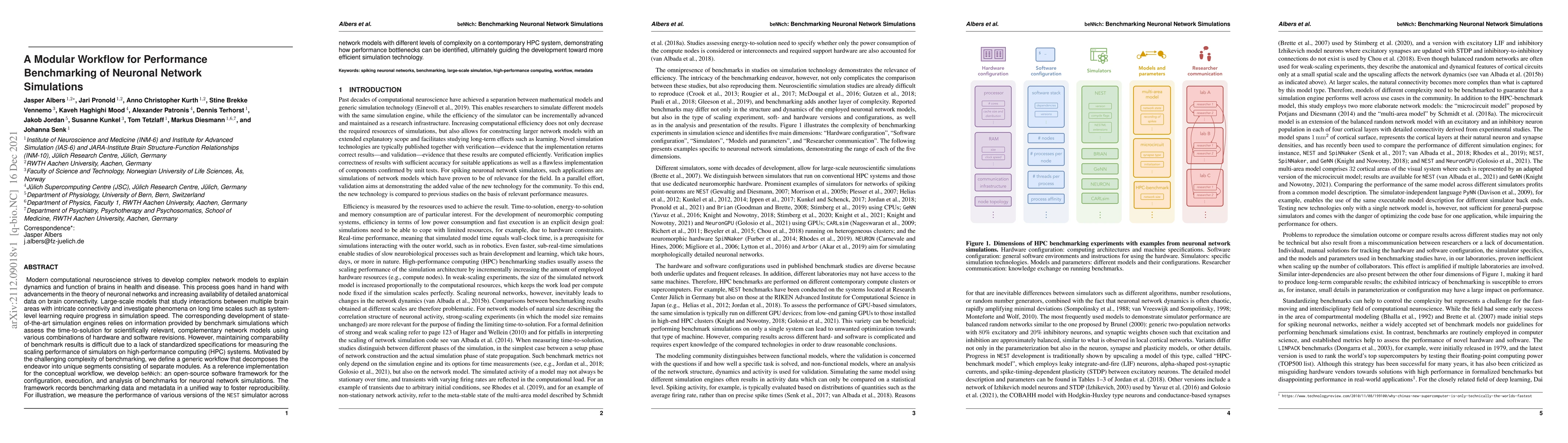 Thumbnail for A Modular Workflow for Performance Benchmarking of Neuronal Network
  Simulations