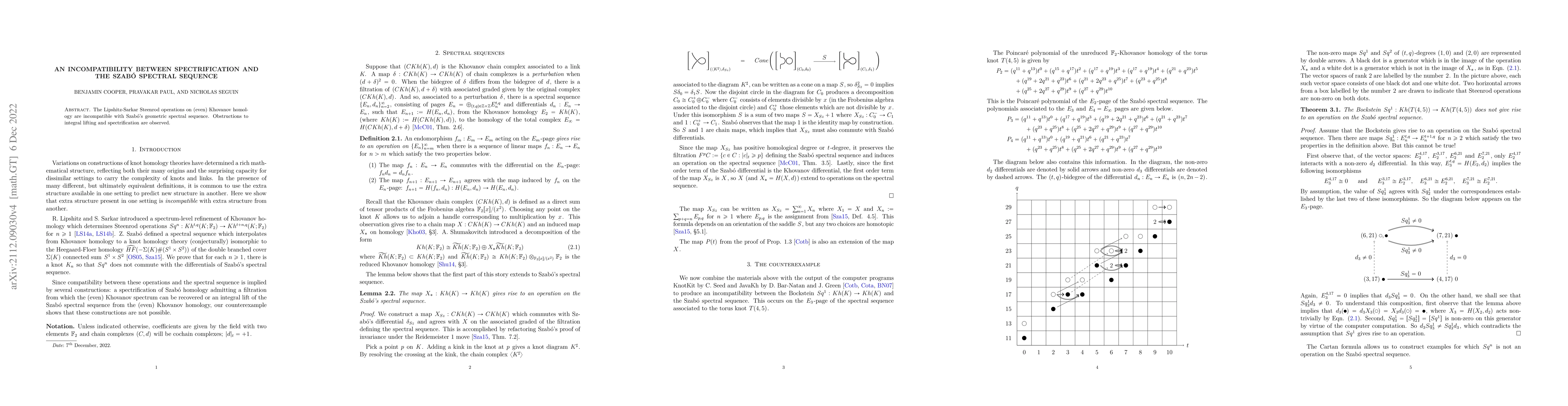 Thumbnail for An incompatibility between spectrification and the Szabo spectral
  sequence