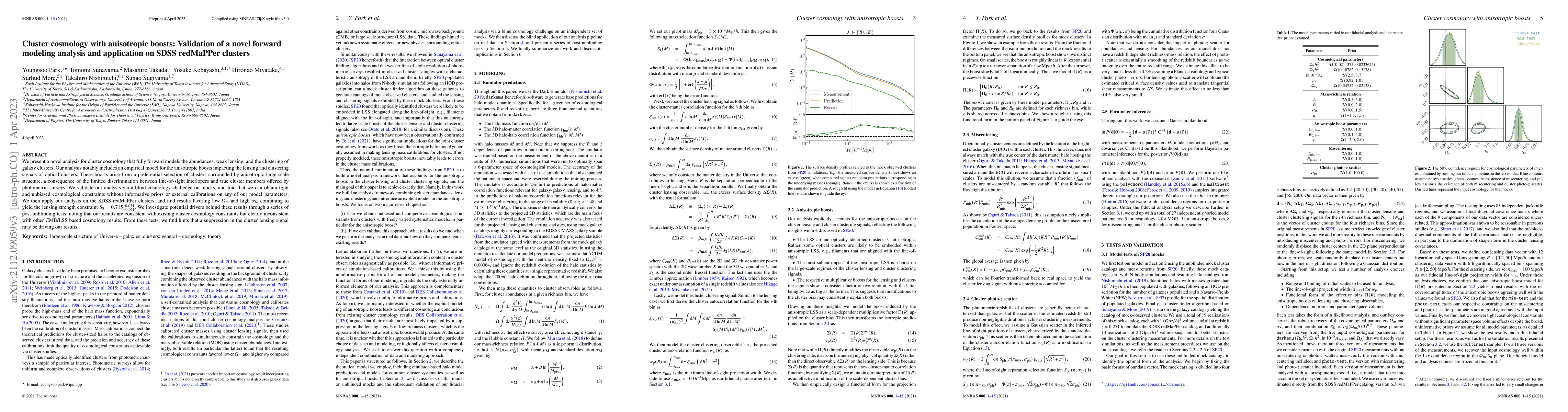 Thumbnail for Cluster cosmology with anisotropic boosts: Validation of a novel forward
  modeling analysis and application on SDSS redMaPPer clusters