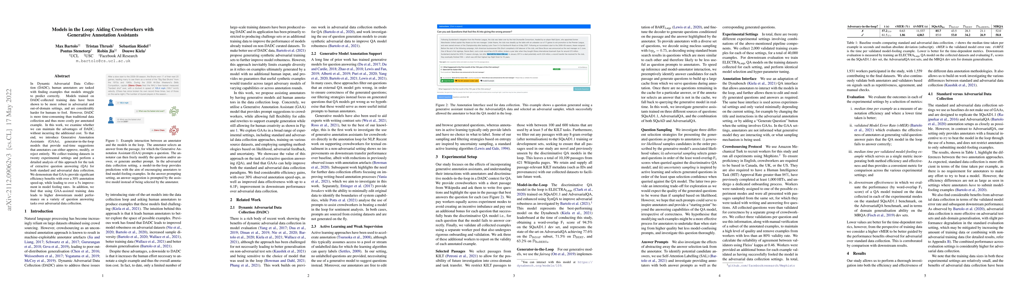 Thumbnail for Models in the Loop: Aiding Crowdworkers with Generative Annotation
  Assistants